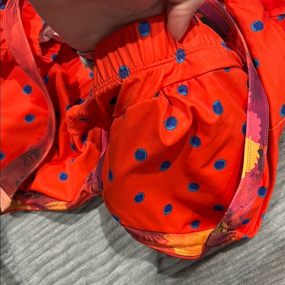 The North Face Orange Blue Polka Dot Tankini Swim Top Cross‎ Back Shelf Bra - Picture 6 of 8